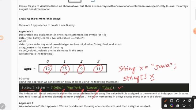 One dimensional Array in java  | Declare 1 D array in java