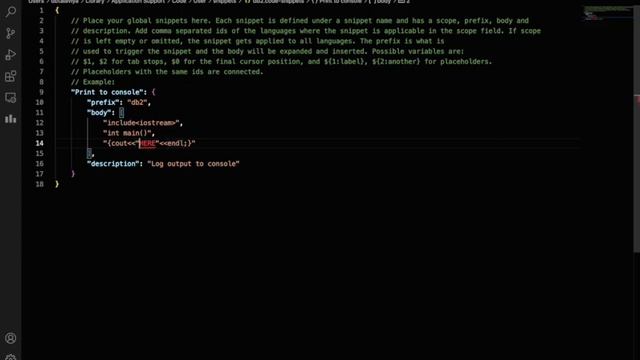 VS Code Snippet Tutorial | User snippet for competitive coding in macos|mac|windows