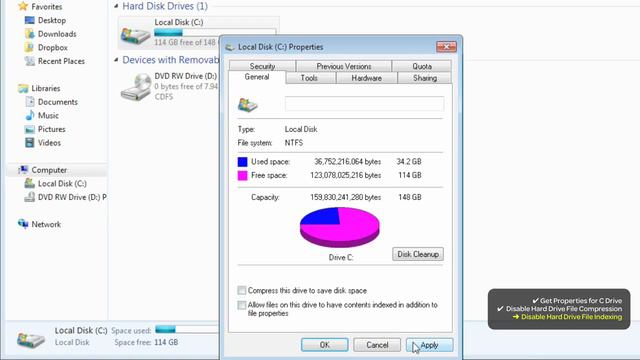 Disk Compression & Indexing - Windows 7 - Pro Tools® Optimizations
