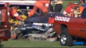 Dale Earnhardt Fatal Crash w/ Dale Jr MRN Interview - Full Speed Replays (Better Audio)