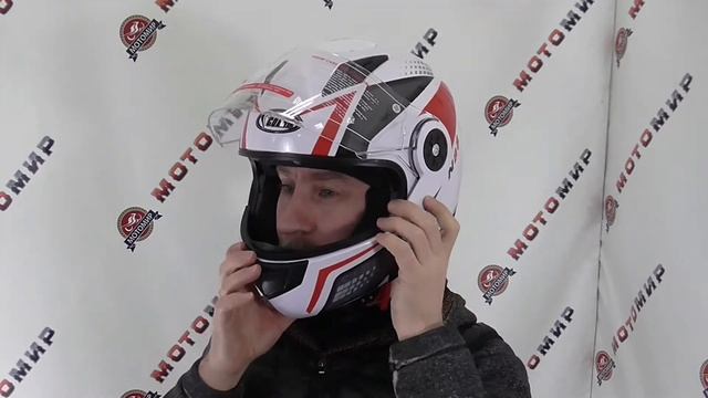 Шлем модуляр COBRA JK115, белый с красным и черным смотреть онлайн