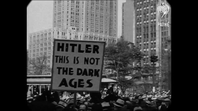 Кинохроника США 10.05.1933 - еврейская демонстрация в Нью-Йорке. Jewish Demonstration
