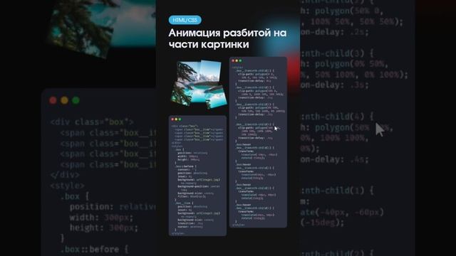 Как сделать разделение картинки на части? Использовать свойство clip-path в CSS #css #web #webdev