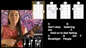 Don't Stop Believin' Ukulele tutorial, play-along, cover + lyrics | EASY