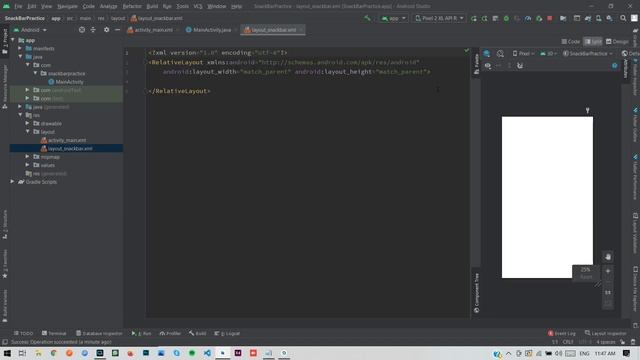 Create Simple and Custom SnackBar with Click Actions in Android Studio Latest