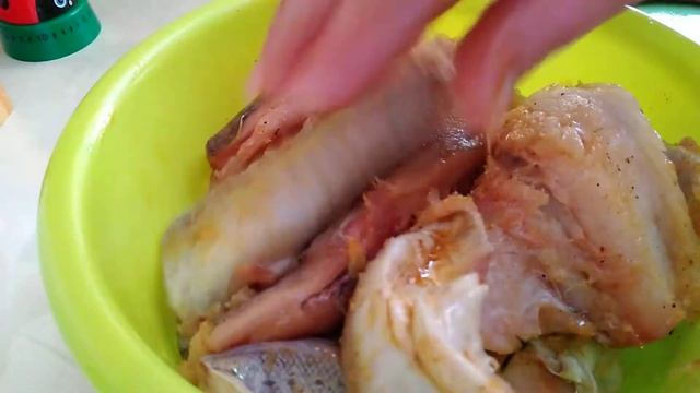 Жареный минтай в маринаде с гарниром.