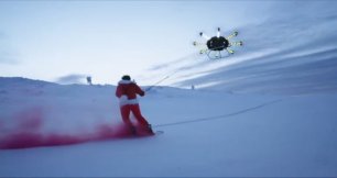 Прокатился на сноуборде с помощью дрона