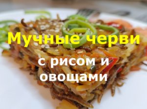 Мучные черви с рисом и овощами