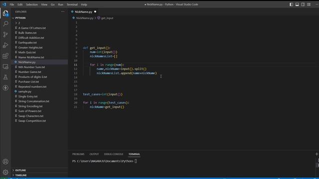 Name Nickname|Python IDP|Finding Duplicates|List Operations