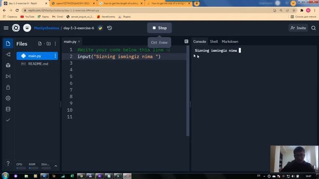 1.6 Python "Input" funksiyasi bo'yicha interaktiv amaliy mashq смотреть онлайн