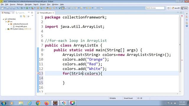 for each loop in ArrayList | Print an ArrayList with a for-each loop in java | ArrayList in Java