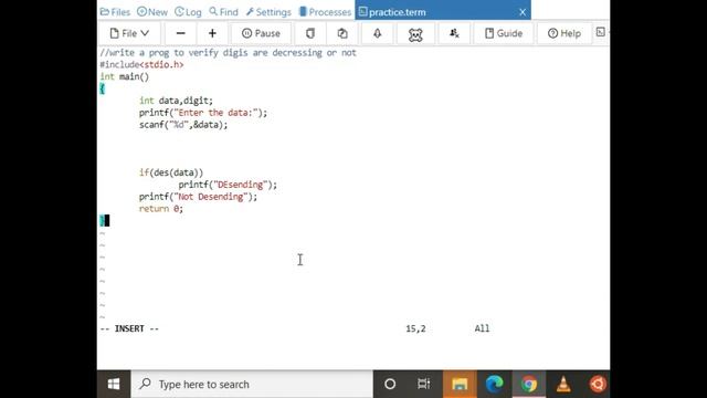 Write a program to verify supplied integer is in Descending order or not??#cprogram смотреть онлайн