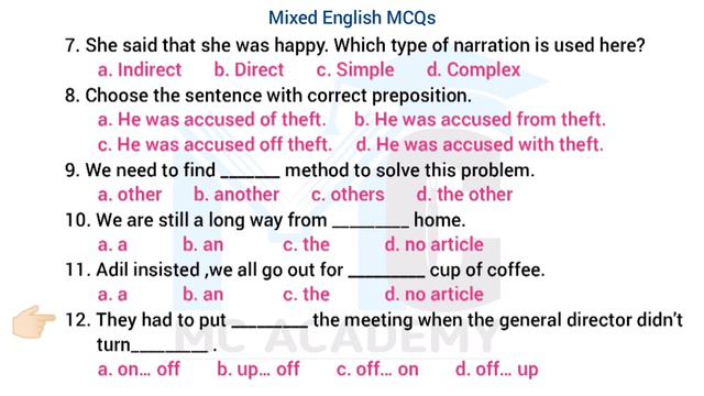 PMC-MDCAT 2022 Practice Tests | Miscellaneous English MCQs | Answers with Reasons & Explanation