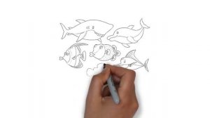 как нарисовать рыбок, how to draw a fish