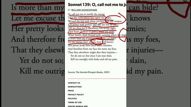 Sonnet 139: O, call not me to justify the wrong смотреть онлайн