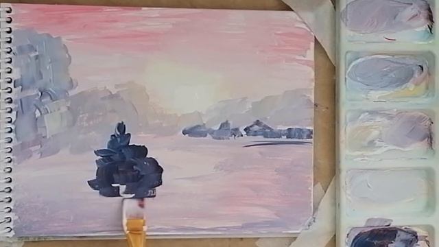 Рисую зиму за 9 минут без ускорения и перемотки Рисуем с Любовью Draw with Love