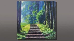 (4 Correa Art) How to Paint Forest Stairs _ Acrylic Painting _ Correa Art