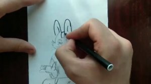 Заяц Каратист из мультфильма Ну Погоди как нарисовать