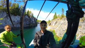 Горный парк Рускеала .Полет над каньоном на зиплайне