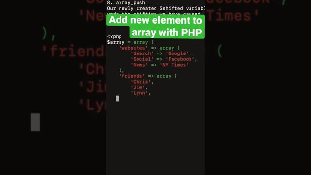 How to add new element to array with PHP #array #coding #php #tutorial #example