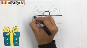 como dibujar y colorear una caja de regalo | Dibujos faciles