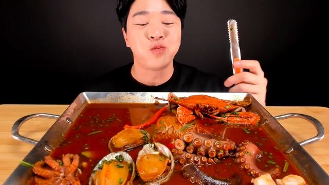 MUKBANG | BOILED SEAFOOD(OCTOPUS SQUID ABALONE) + SPICY NOODLES ASMR COOKING & EATING SOUNDS 먹방