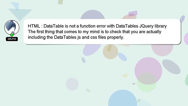HTML : DataTable is not a function error with DataTables JQuery library