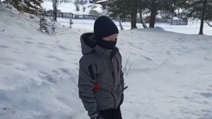 Катание на мини лыжах за собакой (офигенно покатались)