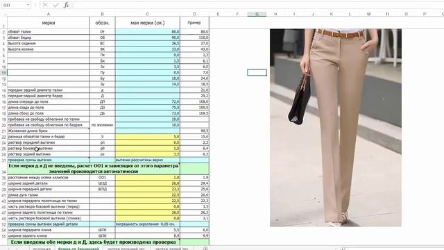 Авто брюки. Таблица расчета для кроя брюк. смотреть онлайн