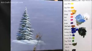 Winter serie5 How to Paint Snowy Pine Tree using Fan Brush
