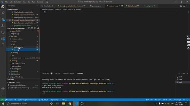 ChatBot App using Angular + Node.js + Dialogflow - Part 3(Backend Setup) смотреть онлайн