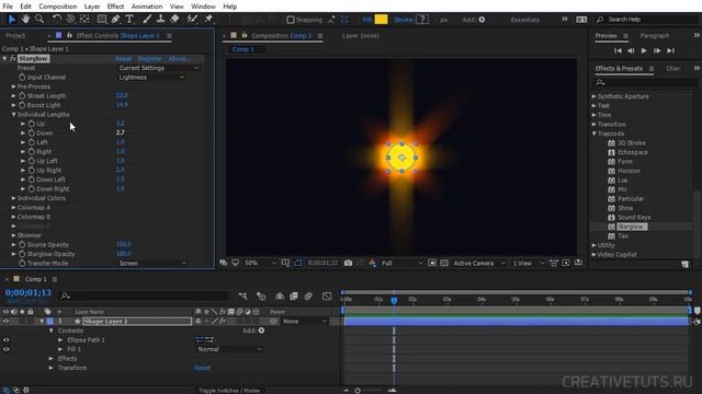Как работать с плагином Trapcode Starglow в After Effects (Обзор)