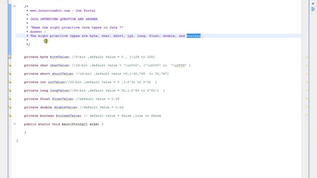Java Eight Primitive Types смотреть онлайн