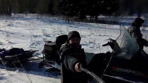 Снегоход тайга глубокий снег.