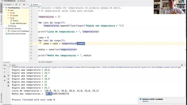 Exercício envolvendo lista em Python e Debugger do PyCharm смотреть онлайн