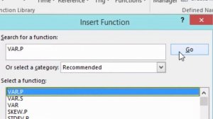 Use the Insert Function to calculate the VAR.P function