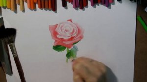 Как нарисовать розу цветными карандашами.
