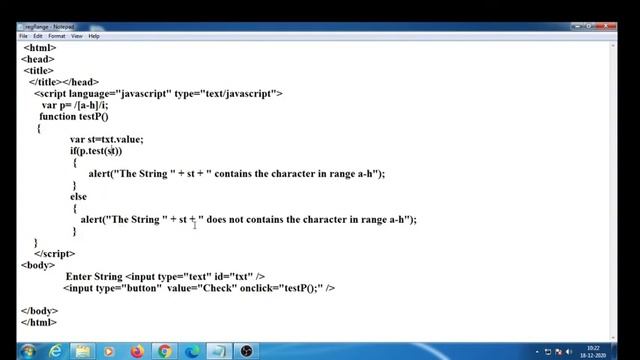 javaScript Tutorial For Beginners | 42. Range Of Character In javaScript | Regular Expression