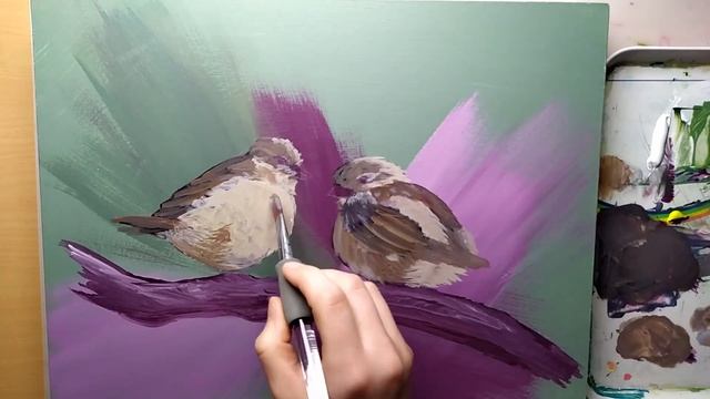 Sparrow Painting with Daler Rowney Acrylic Paint / Time-Lapse смотреть онлайн