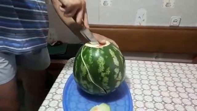 Органический арбуз на балконе. 27 июля 2020г вес 6кг980гр. смотреть онлайн