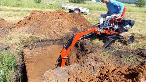 Испытание самодельного мини экскаватора