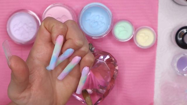 SPRING PASTEL TYE DYE KAWAII GUMMY BEAR NAILS 🧸🍬🍭 I ACRYLIC NAILS TUTORIAL смотреть онлайн
