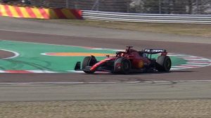 Charles Leclerc drives 2023 Ferrari on track for first time, with Carlos on the team radio!