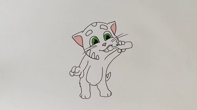 Кіт Том чистить зуби. Прості розмальовки для дітей смотреть онлайн