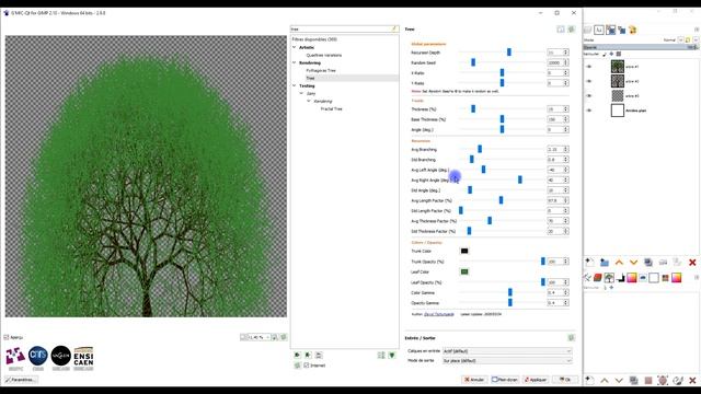 amusez vous avec le filtre Tree de GMIC dans GIMP créer 6 arbres facilement