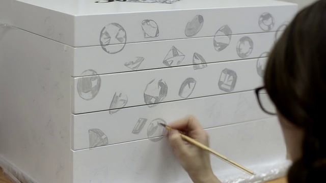 Роспись шкатулки. Алмазы. Процесс рисования. смотреть онлайн