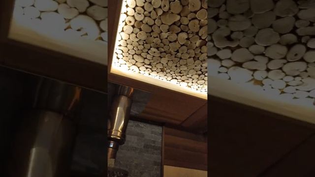 Баня из абаша с печью Атмосфера.