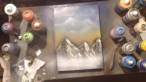 ГОРНЫЙ ПЕЙЗАЖ - РИСОВАНИЕ КАРТИН БАЛЛОНЧИКАМИ В СТИЛЕ SPRAY PAINT ART by Gerasimov