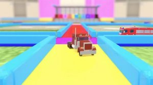 Цветной мультфильм о парковке с грузовиками и легковушками Цвета водной горки для детей