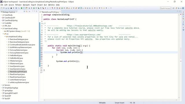 Java Tutorial Lesson 0011- Nested Loop with Printf смотреть онлайн